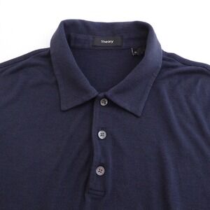 Theory Mens Polo Shirt Navy Blue Modal Blend Bron C Anemone Size Medium